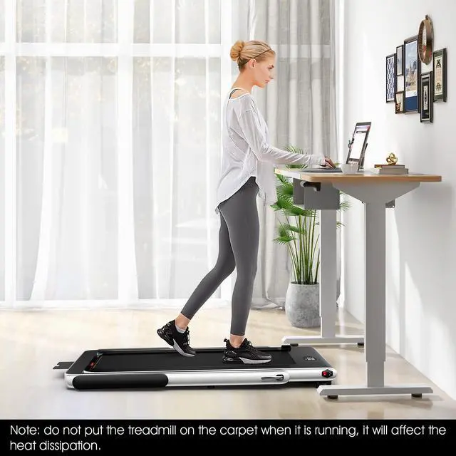 Alt view image 2 of 7 - 2.25HP 2 in 1 Dual Display Folding Treadmill Jogging Machine W/Bluetooth Speaker