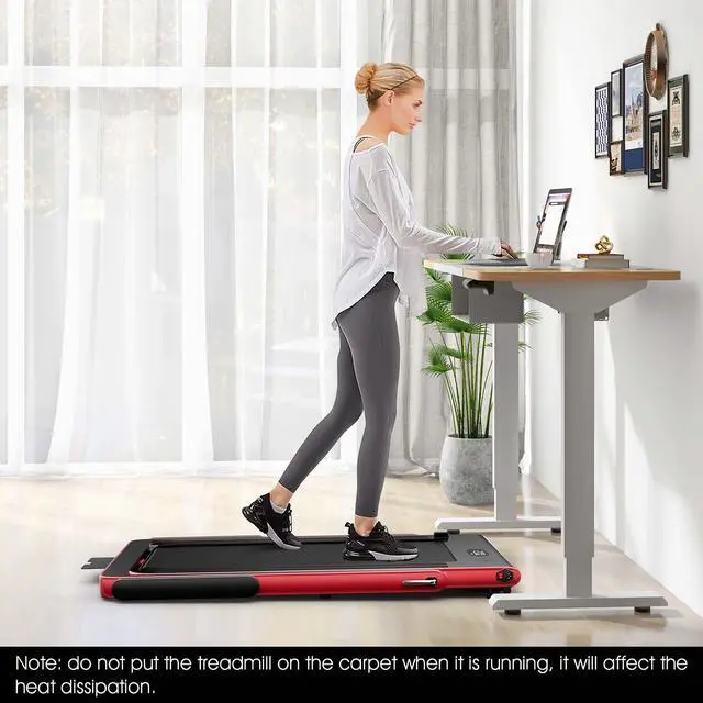 Alt view image 3 of 6 - SuperFit Up To 7.5MPH 2.25HP 2 in 1 Dual Display Screen Treadmill Jogging Machine W/APP Control Red