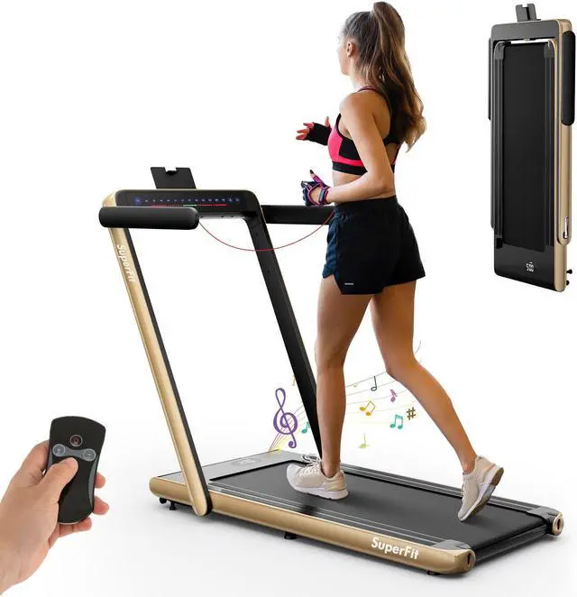 Main image of 2.25HP 2 in 1 Folding Treadmill Jogging Machine Dual Display W/Speaker Bluetooth