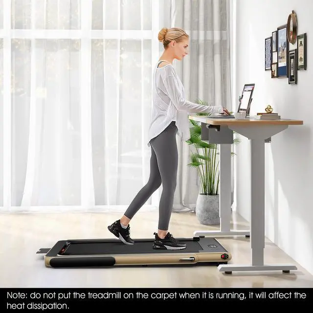 Alt view image 2 of 6 - 2.25HP 2 in 1 Folding Treadmill Jogging Machine Dual Display W/Speaker Bluetooth