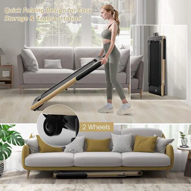 Alt view image 6 of 6 - 2.25HP 2 in 1 Folding Treadmill Jogging Machine Dual Display W/Speaker Bluetooth