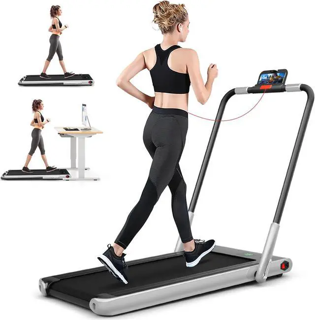 Main image of SuperFit Up To 7.5MPH 2.25HP 2-in-1 Folding Under Desk Treadmill W/Speaker Controller APP, Single Display Screen Silver