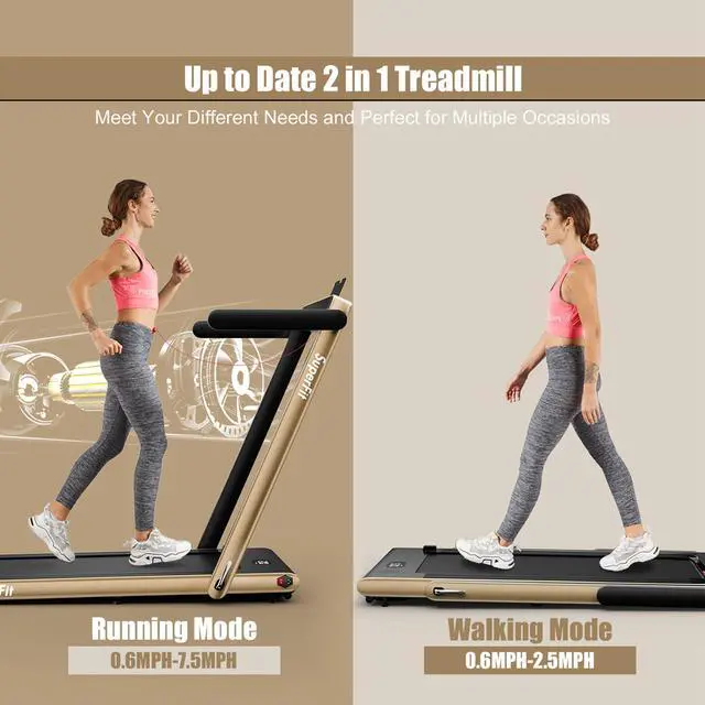 Alt view image 3 of 7 - 2.25HP 2 in 1 Treadmill W/APP Bluetooth Speaker Remote Control