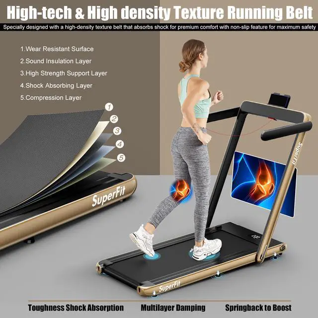 Alt view image 5 of 7 - 2.25HP 2 in 1 Treadmill W/APP Bluetooth Speaker Remote Control
