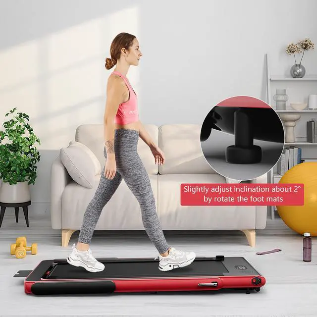 Alt view image 2 of 6 - SuperFit Up To 7.5MPH 2.25HP 2 in 1 Single Display Screen Treadmill Remote Control W/ APP Control Speaker Red