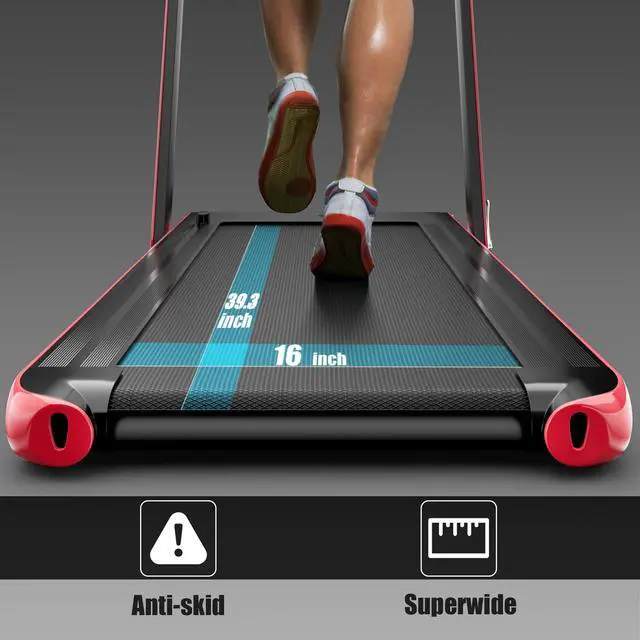 Alt view image 4 of 6 - SuperFit Up To 7.5MPH 2.25HP 2 in 1 Single Display Screen Treadmill Remote Control W/ APP Control Speaker Red