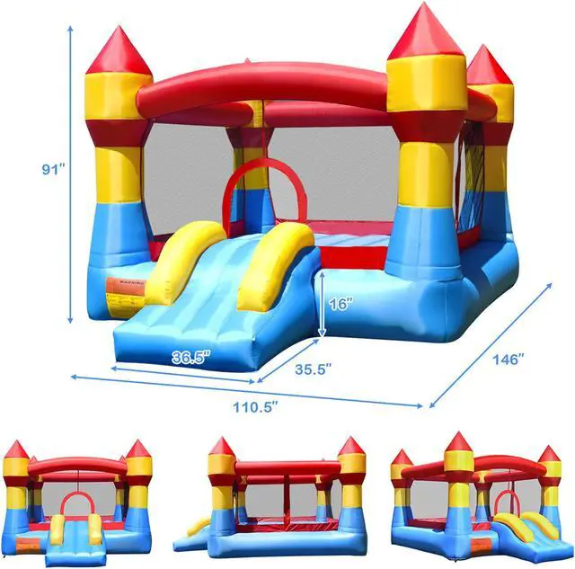 Alt view image 3 of 7 - Costway Kid Inflatable Bounce House Castle Moonwalk Playhouse Jumper Slide