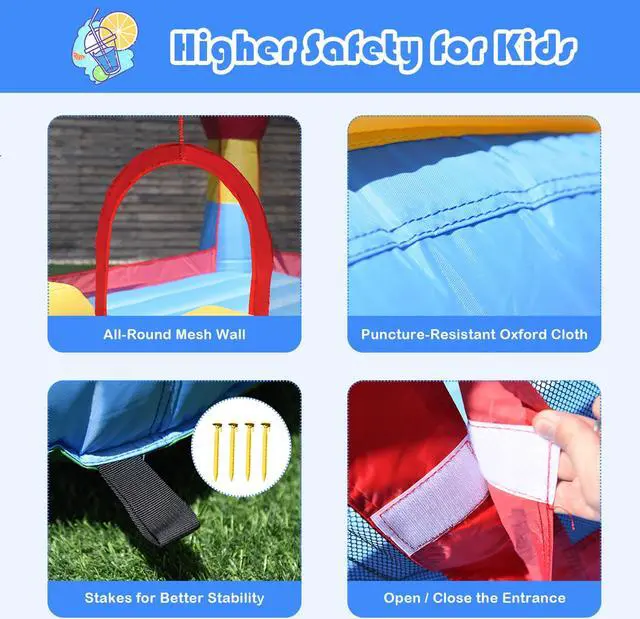 Alt view image 5 of 7 - Costway Kid Inflatable Bounce House Castle Moonwalk Playhouse Jumper Slide