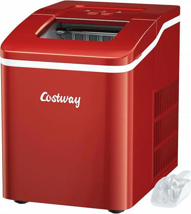 Main image of Costway Portable Ice Maker Machine Countertop 26Lbs/24H Self-cleaning w/ Scoop Red