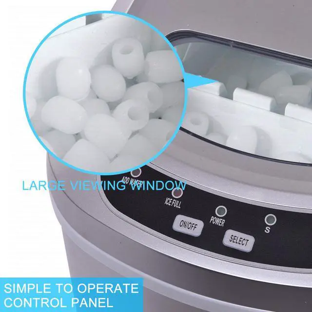 Alt view image 6 of 7 - Costway Silver Portable Compact Electric Ice Maker Machine Mini Cube 26lb/Day
