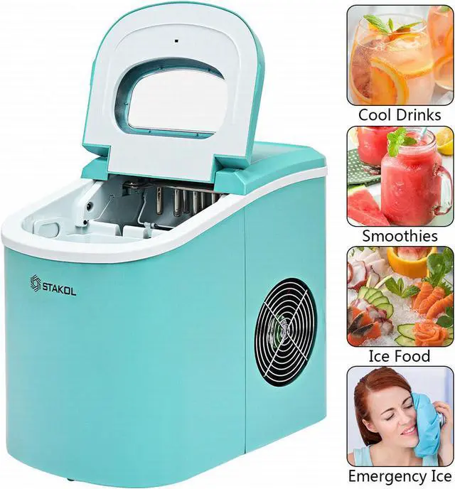 Alt view image 6 of 7 - Stakol Portable Compact Electric Ice Maker Machine Mini Cube 26lb/Day Mint Green