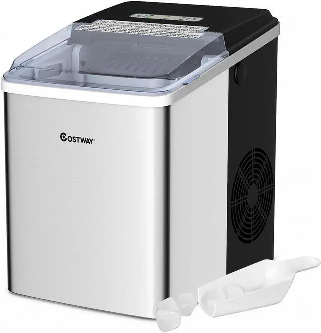 Main image of Costway Stainless Steel Ice Maker Countertop 26Lbs/24H Self-Clean Function W/Scoop New