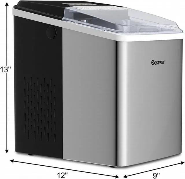 Alt view image 3 of 7 - Costway Stainless Steel Ice Maker Countertop 26Lbs/24H Self-Clean Function W/Scoop New