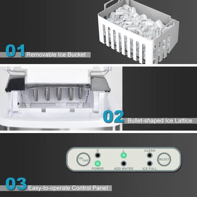Alt view image 7 of 7 - Costway Stainless Steel Ice Maker Countertop 26Lbs/24H Self-Clean Function W/Scoop New