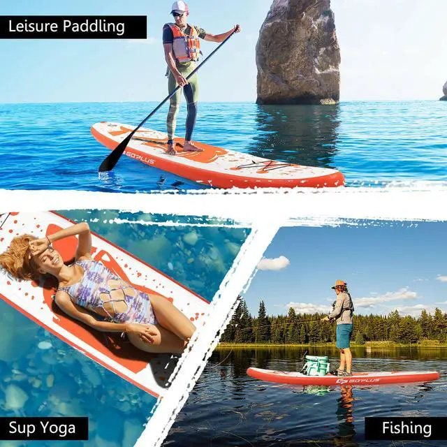 Alt view image 5 of 7 - Goplus 10'5'' Inflatable Stand Up Paddle Board with Backpack Aluminum Paddle Pump