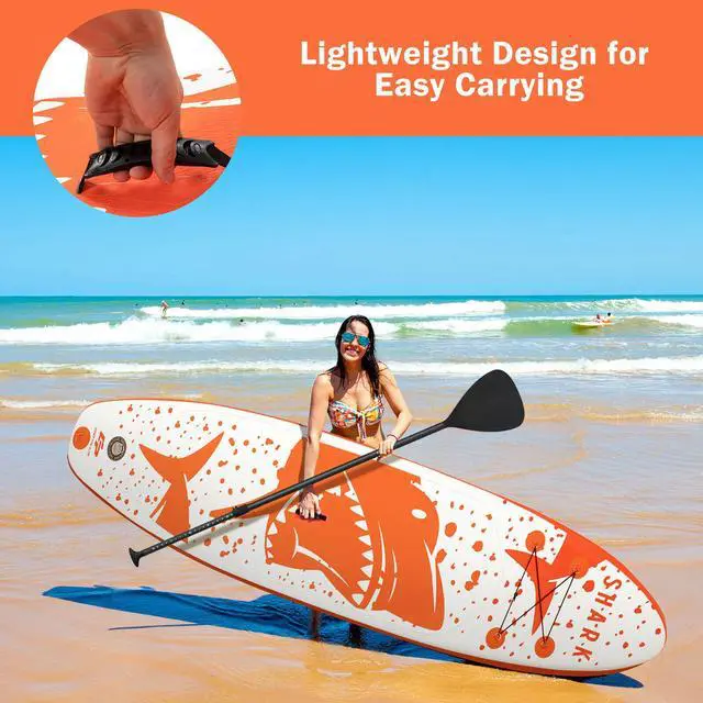 Alt view image 7 of 7 - Goplus 10'5'' Inflatable Stand Up Paddle Board with Backpack Aluminum Paddle Pump