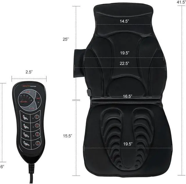Alt view image 5 of 7 - Costway Vibration Massage Seat Cushion 10 Vibration Motors Seat Back Massager