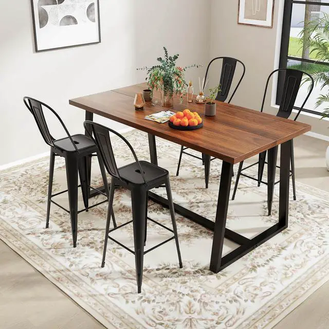 Alt view image 4 of 7 - Costway 30" Bar Height Chairs with Footrest & Removable Backrest Rubber Feet for Kitchen
