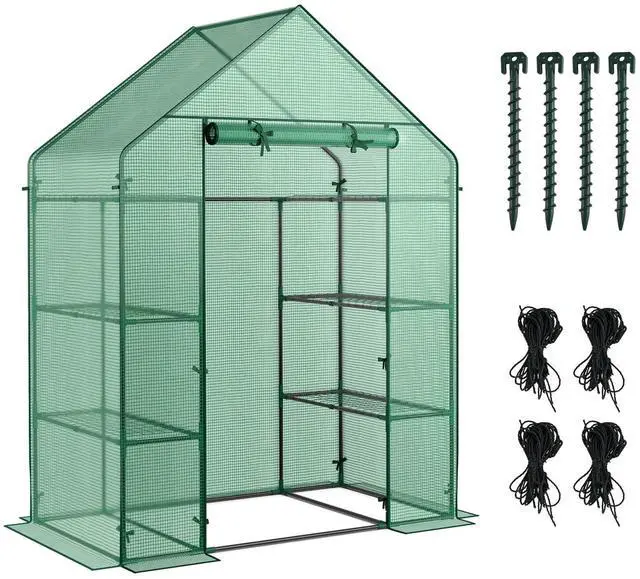 Alt view image 2 of 14 - Costway Portable Mini Walk In Outdoor 4 Tier 8 Shelves Greenhouse