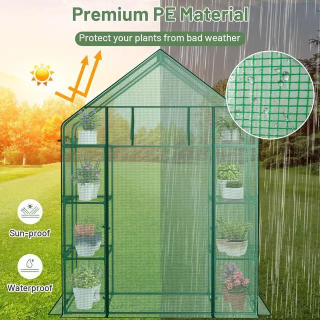 Alt view image 9 of 14 - Costway Portable Mini Walk In Outdoor 4 Tier 8 Shelves Greenhouse