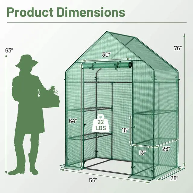 Alt view image 10 of 14 - Costway Portable Mini Walk In Outdoor 4 Tier 8 Shelves Greenhouse