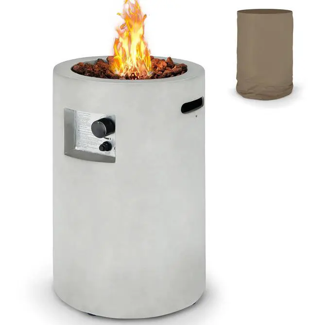 Main image of Costway 16'' Round Outdoor Propane Fire Pit w/Lava Rocks Waterproof Cover 30000 BTU Gray