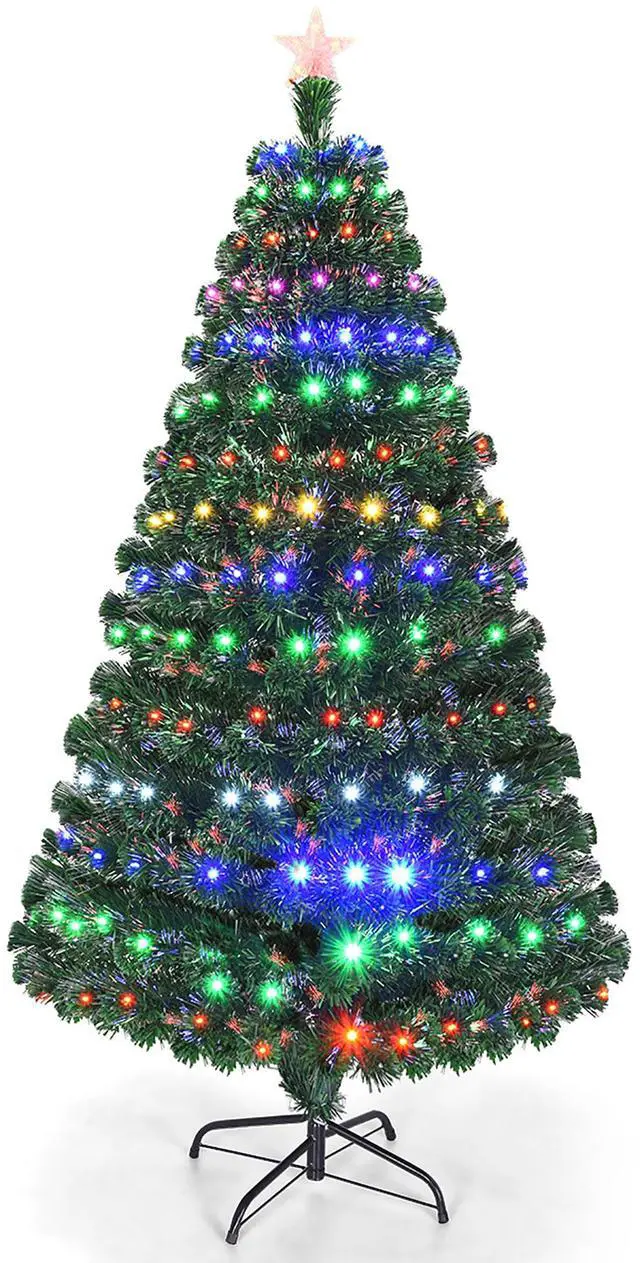 Main image of Costway 6'Pre-Lit Christmas Tree Fiber Optic Multicolor LED Lights