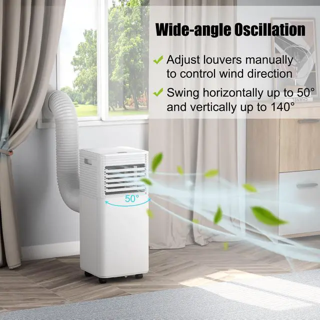 Alt view image 6 of 7 - Costway 5000 BTU 8000 BTU ASHRAE Portable Air Conditioner 3-in-1 Air Cooler w/Dehumidifier & Fan Mode White