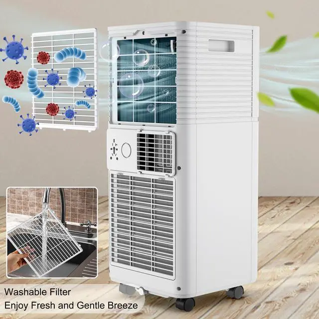 Alt view image 5 of 7 - Costway 5000 BTU 8000 BTU ASHRAE Portable Air Conditioner 3-in-1 Air Cooler w/Dehumidifier & Fan Mode White