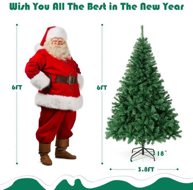 Alt view image 3 of 7 - Costway 6FT PVC Christmas Tree 1000 Tips Hinged Solid Metal Legs