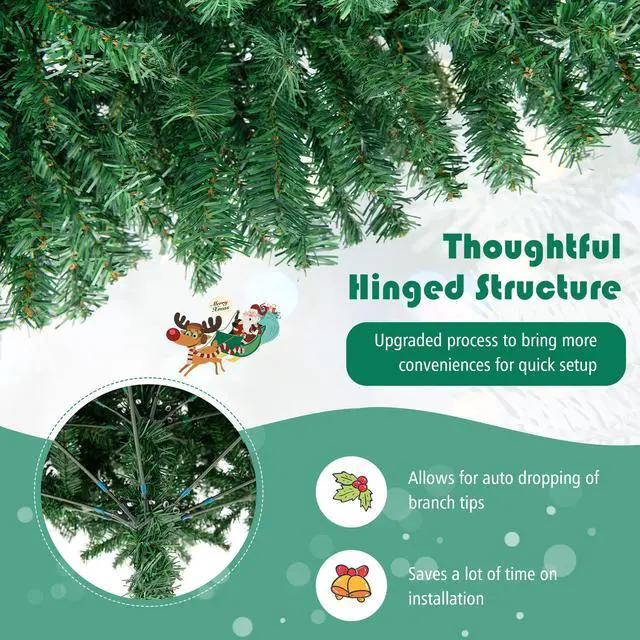 Alt view image 7 of 7 - Costway 6FT PVC Christmas Tree 1000 Tips Hinged Solid Metal Legs