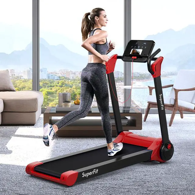 Alt view image 2 of 7 - Superfit Folding 2.25HP Electric Treadmill Running Machine APP Control Bluetooth Red