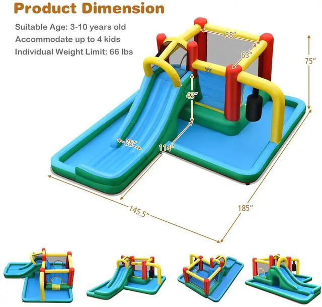 Alt view image 2 of 7 - Costway Slide Water Park Climbing Bouncer Pendulum Tunnel Game Without Blower