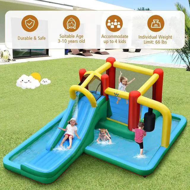 Alt view image 7 of 7 - Costway Slide Water Park Climbing Bouncer Pendulum Tunnel Game Without Blower