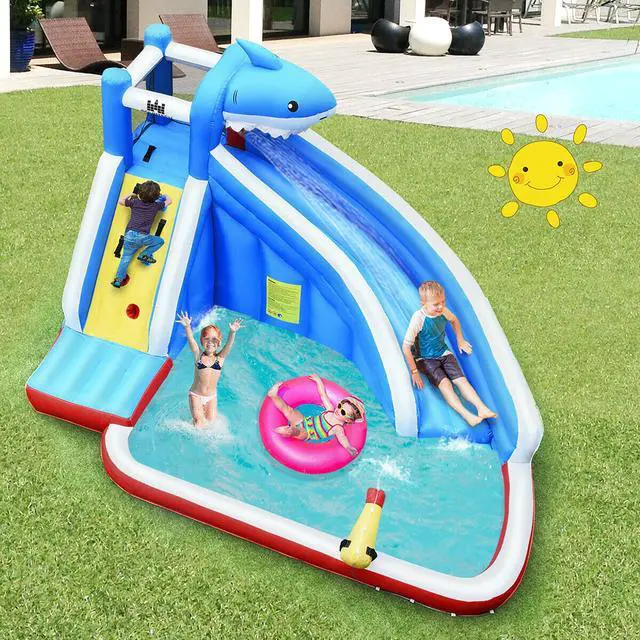 Alt view image 3 of 7 - Costway Inflatable Water Slide Animal Shaped Bounce House Castle Splash Water Pool without Blower