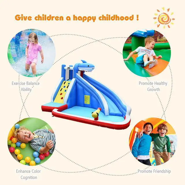Alt view image 5 of 7 - Costway Inflatable Water Slide Animal Shaped Bounce House Castle Splash Water Pool without Blower