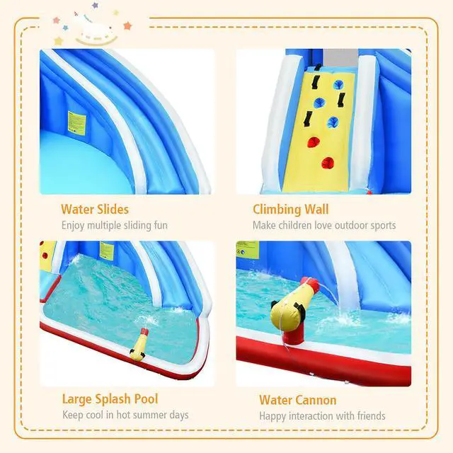 Alt view image 6 of 7 - Costway Inflatable Water Slide Animal Shaped Bounce House Castle Splash Water Pool without Blower