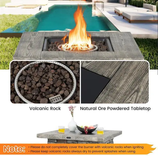 Alt view image 5 of 7 - Costway 6 PCS Patio Wicker Furniture Set 34.5'' Fire Pit Table W/Cover Red
