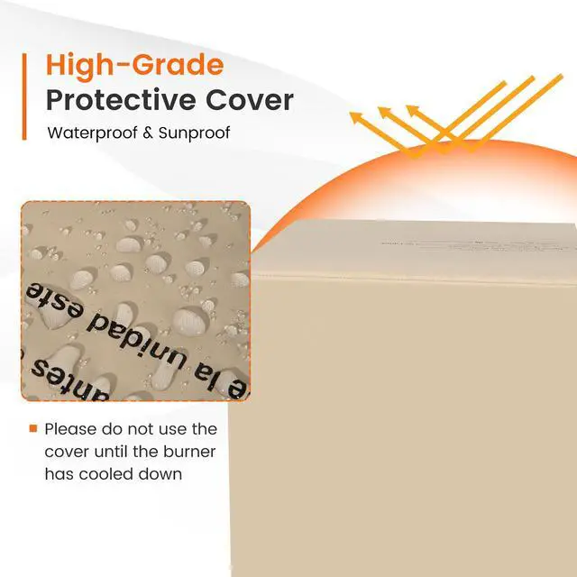 Alt view image 4 of 7 - Costway 6 PCS Patio Wicker Furniture Set 34.5'' Fire Pit Table W/Cover Off White