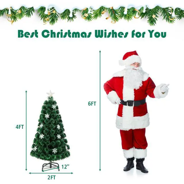Alt view image 3 of 7 - Costway 4FT Pre-Lit Fiber Optic Christmas Tree Multicolor Lights