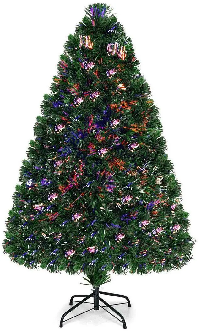 Main image of Costway 4Ft Pre-Lit Fiber Optic PVC Christmas Tree Metal Holiday