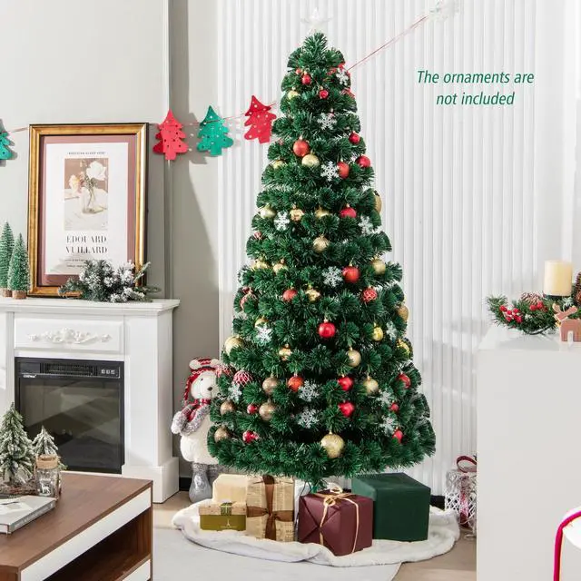 Alt view image 4 of 7 - Costway 6FT Pre-Lit Fiber Optic Christmas Tree Multicolor Lights