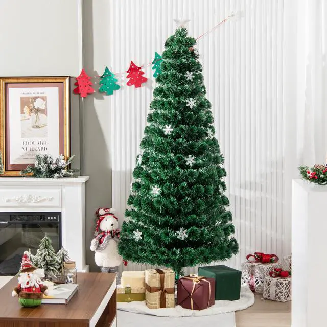 Alt view image 5 of 7 - Costway 6FT Pre-Lit Fiber Optic Christmas Tree Multicolor Lights