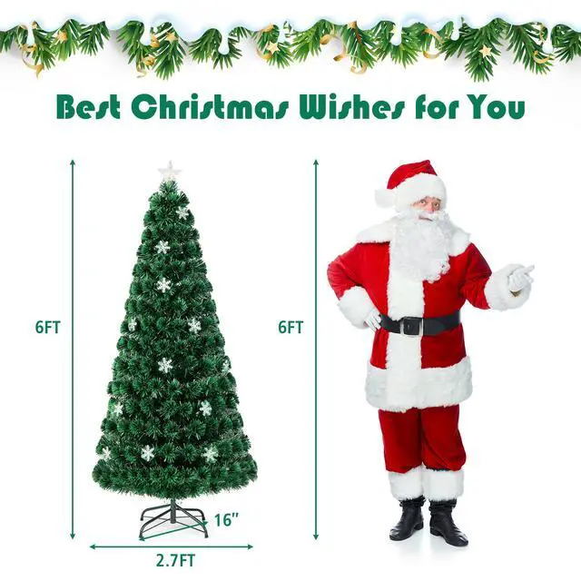 Alt view image 3 of 7 - Costway 6FT Pre-Lit Fiber Optic Christmas Tree Multicolor Lights