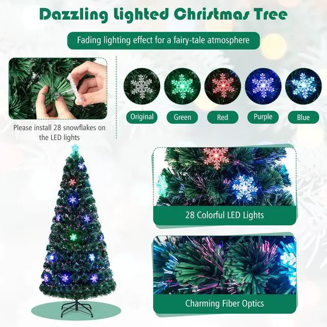 Alt view image 6 of 7 - Costway 6FT Pre-Lit Fiber Optic Christmas Tree Multicolor Lights