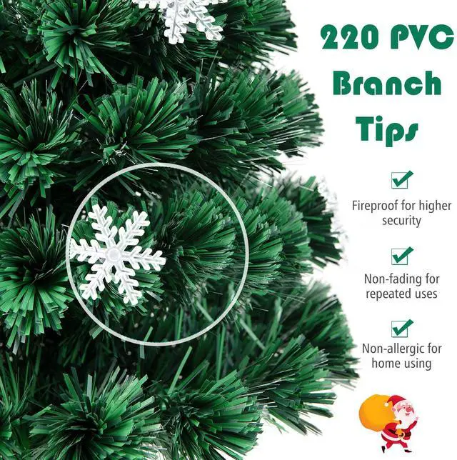 Alt view image 7 of 7 - Costway 6FT Pre-Lit Fiber Optic Christmas Tree Multicolor Lights