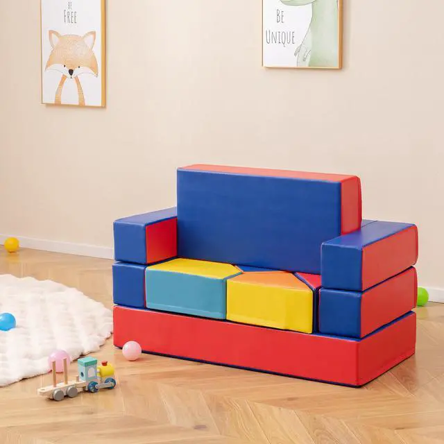 Alt view image 2 of 7 - Costway 4-in-1 Crawl Climb Foam Shapes Playset Softzone Toy Toddler Preschoolers Kids Multi-color