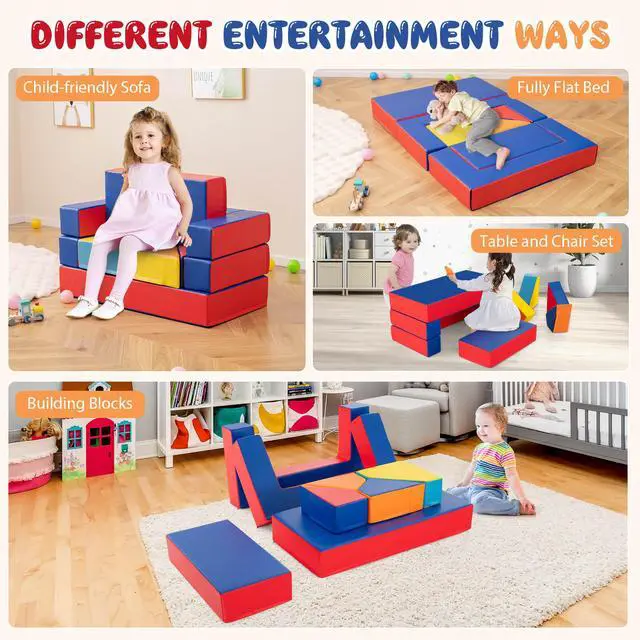 Alt view image 6 of 7 - Costway 4-in-1 Crawl Climb Foam Shapes Playset Softzone Toy Toddler Preschoolers Kids Multi-color