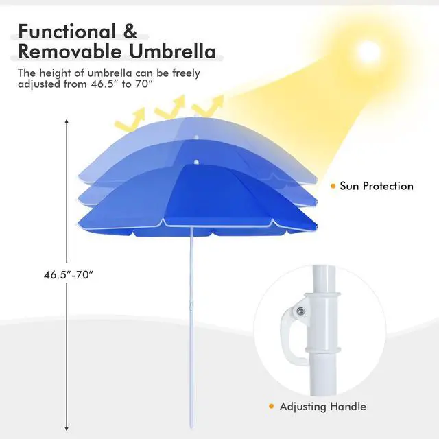 Alt view image 7 of 7 - Costway Portable Folding Picnic Double Chair W/Umbrella Table Cooler Beach Camping Chair