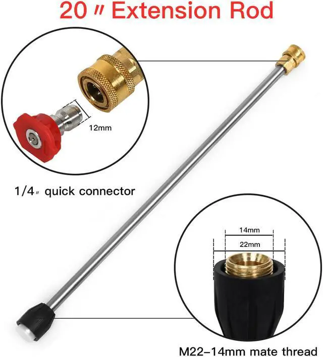 Alt view image 6 of 7 - Pressure Washer Gun 4000 PSI W/20" Extendable Wand 5 Nozzle Tips